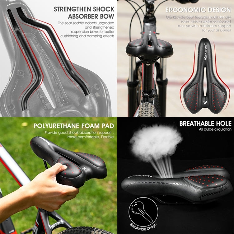 WEST BIKING YP0801086 Silicone Thickened Soft And Comfortable Bicycle Seat(Black Red) - Outdoor & Sports by WEST BIKING | Online Shopping UK | buy2fix