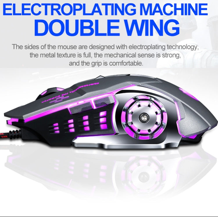 T-WOLF V6 USB Interface 6-Buttons 3200 DPI Wired Mouse Gaming Mechanical Macro Programming 7-Color Luminous Gaming Mouse, Cable Length: 1.5m(Macro Definition Silent Version White) - Wired Mice by T-WOLF | Online Shopping UK | buy2fix