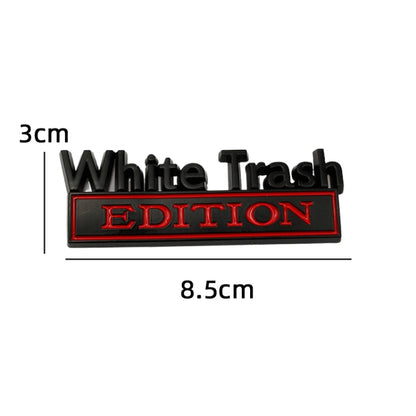 2 PCS Car Metal Modification Standard White Trash Edition Car Label Stickers(Black White) - Decorative Sticker by buy2fix | Online Shopping UK | buy2fix