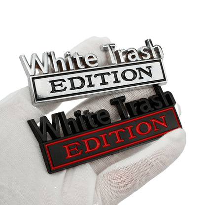 2 PCS Car Metal Modification Standard White Trash Edition Car Label Stickers(Silver Black) - Decorative Sticker by buy2fix | Online Shopping UK | buy2fix