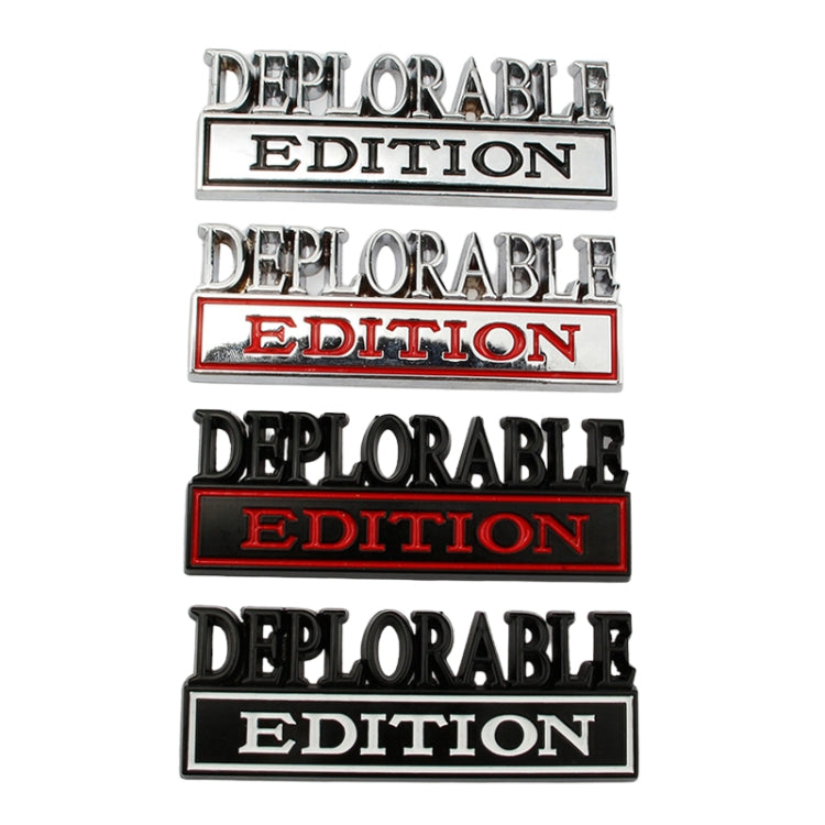 2 PCS Car Modified Metal Car Standard DEPLORABLE Edition Car Stickers(Silver Red) - Decorative Sticker by buy2fix | Online Shopping UK | buy2fix