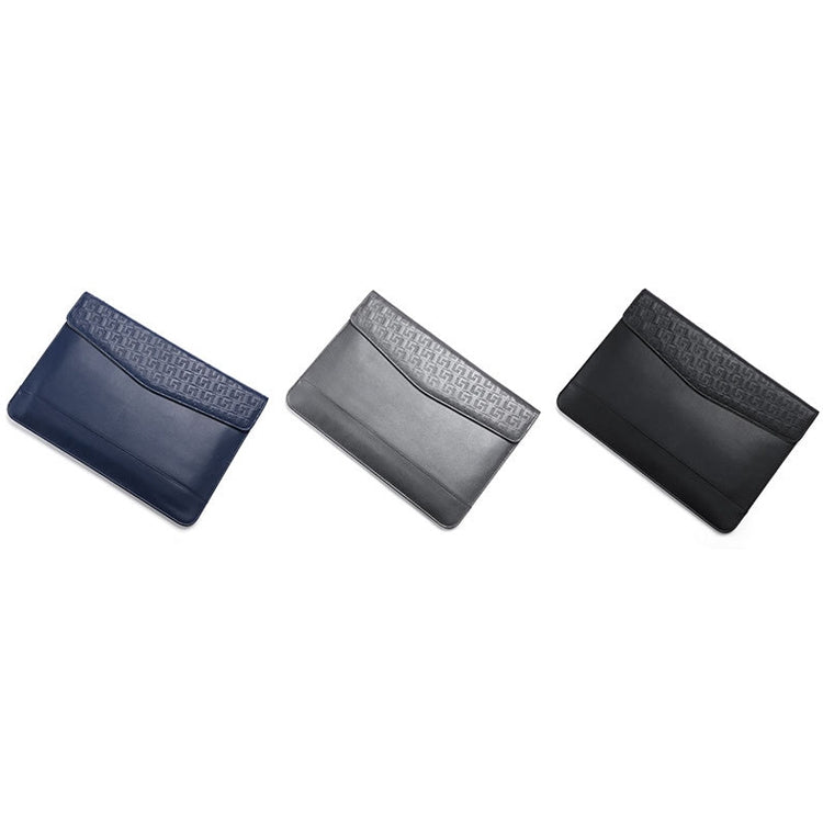 Horizontal  Embossed Notebook Liner Bag Ultra-Thin Magnetic Holster, Applicable Model: 13-14 inch(Dark Blue) - 13.3 inch by buy2fix | Online Shopping UK | buy2fix