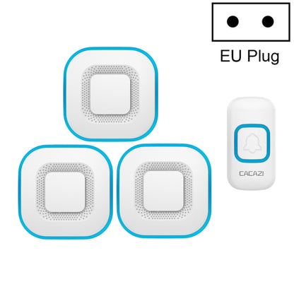 CACAZI V028F 1 For 3 Wireless Music Doorbell without Battery, Plug:EU Plug(White) - Wireless Doorbell by CACAZI | Online Shopping UK | buy2fix