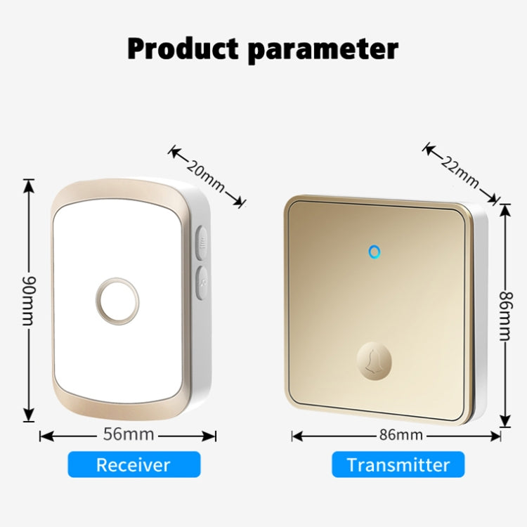 CACAZI FA50 1 For 1 Push-button Self-generating Wireless Doorbell, Plug:US Plug(Gold) - Security by CACAZI | Online Shopping UK | buy2fix