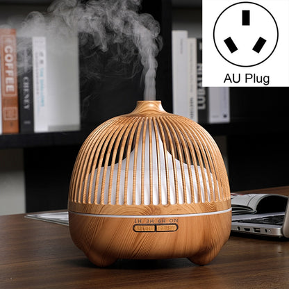 Bird Cage Wood Graphic Aromatherapy Machine Ultrasonic Smart Home Colorful Night Light Hollow Humidifier, Product specifications: AU Plug(Light Wood Pattern) - Home & Garden by buy2fix | Online Shopping UK | buy2fix