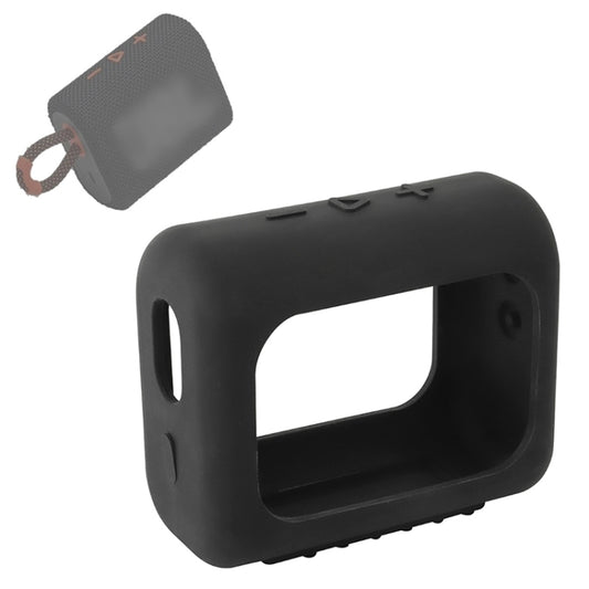 For JBL GO3 Bluetooth Speaker Silicone Cover Portable Protective Case with Carabiner(Black) - Apple Accessories by buy2fix | Online Shopping UK | buy2fix