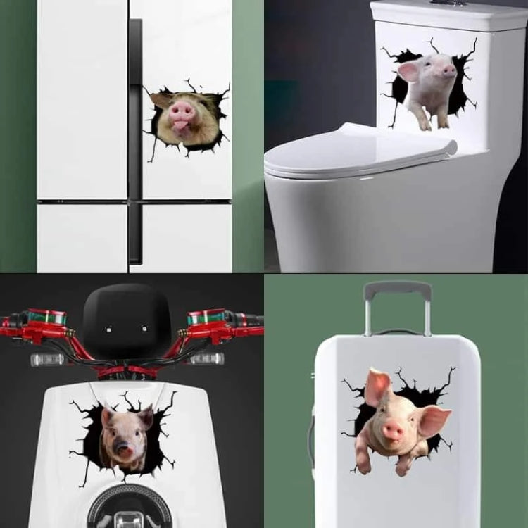 6 PCS Animal Wall Stickers Pig Hoisting Car Window Static Stickers(Pig 05) - In Car by buy2fix | Online Shopping UK | buy2fix