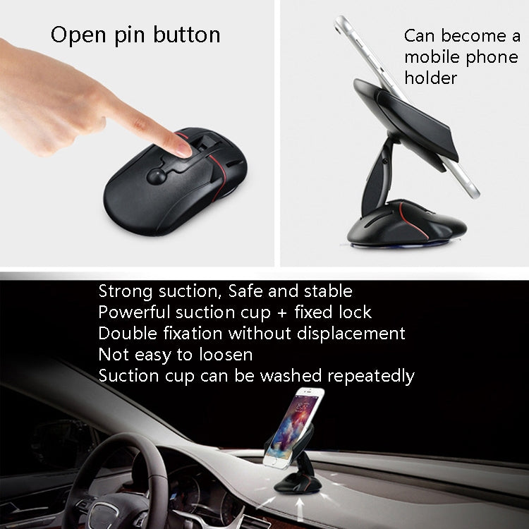 2 PCS Car Mobile Phone Frame Car Universal Mouse Suction Cup Mobile Phone Bracket(Black) - In Car by buy2fix | Online Shopping UK | buy2fix