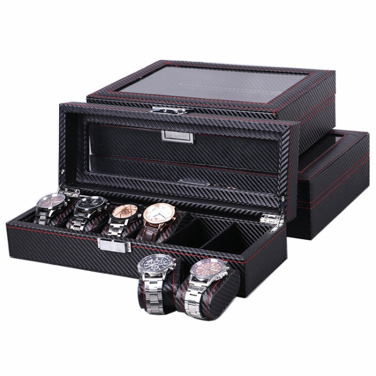 Carbon Fiber PU Leather Watch Box Jewelry Storage Box Packaging Box, Style: 10 Watch Positions - Watch Storages by buy2fix | Online Shopping UK | buy2fix