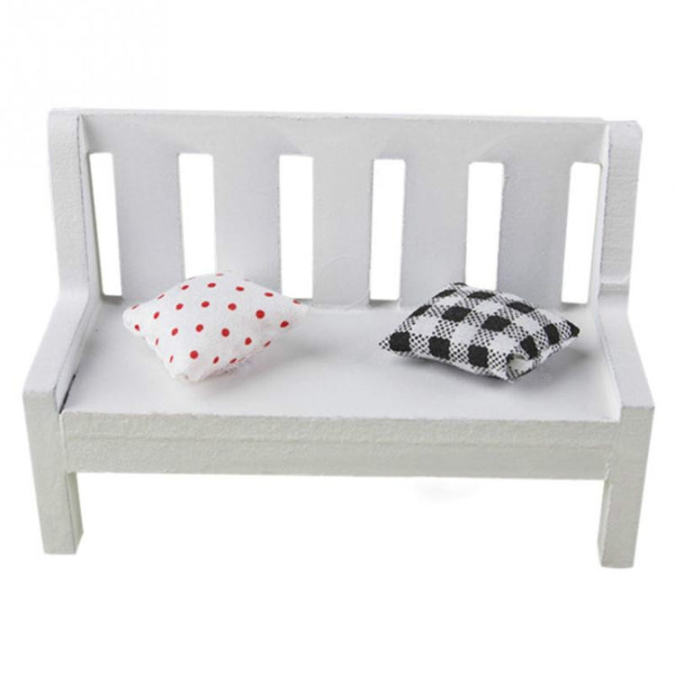 Mini Wooden Bench Dolls House Miniature Garden Dollhouse Furniture Accessory, Size:11*5*7 CM(White) - Model Toys by buy2fix | Online Shopping UK | buy2fix