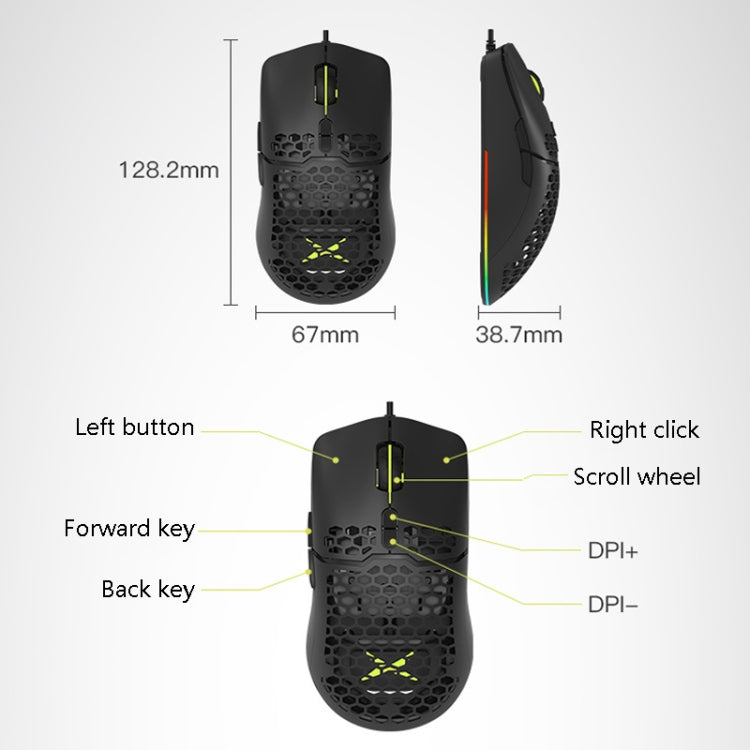 DELUX M700BU 7 Keys Wired Games Mouse Desktop Wired Mouse, Style: 3389 (Support 16000DPI) - Wired Mice by DELUX | Online Shopping UK | buy2fix