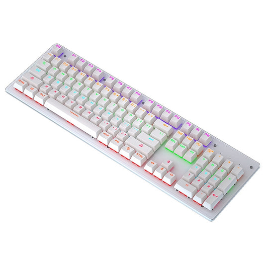 LEAVEN K880 104 Keys Gaming Green Axis Office Computer Wired Mechanical Keyboard, Cabel Length:1.6m(White) - Wired Keyboard by LEAVEN | Online Shopping UK | buy2fix