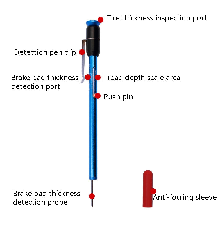 Auto Repair 2 In 1 Testing Tool Brake Pad Thickness Test Pen Car Tire Treated Depth Test Instrument(Detection Pen) - In Car by buy2fix | Online Shopping UK | buy2fix