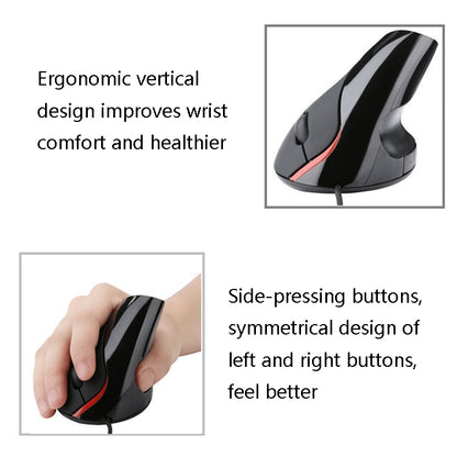 JSY-12 5 Keys USB Wired Vertical Mouse Ergonomic Wrist Brace Optical Mouse(Black) - Wired Mice by buy2fix | Online Shopping UK | buy2fix