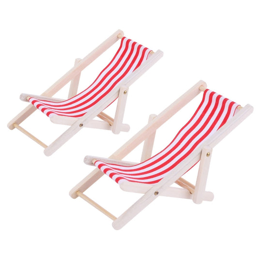 2 PCS 1:12 Beach Lounge Chair Simulation Model Outdoor Beach Scene Shooting Props Can Be Folded(Red) - Camera Accessories by buy2fix | Online Shopping UK | buy2fix