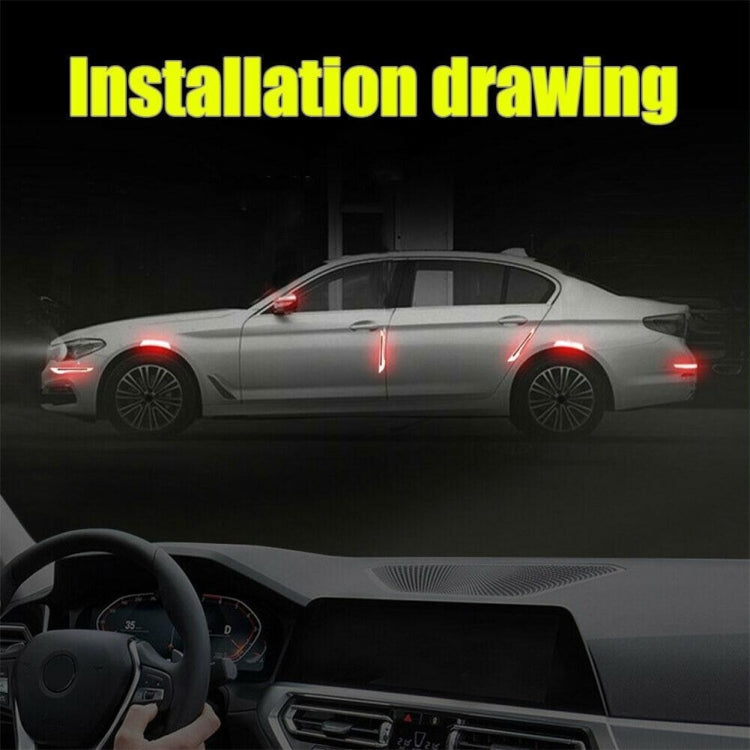 4 Sets Car Reflective Sticker Door Border Anti-Collision Strip Leaf Board Personality Rear View Mirror Warning Sticker(Yellow) - In Car by buy2fix | Online Shopping UK | buy2fix