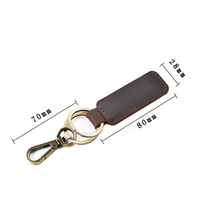 2 PCS Handmade Crazy Horse Leather Retro Keychain Car Couple Keychain, Specification: Double Ring( Brown) - In Car by buy2fix | Online Shopping UK | buy2fix