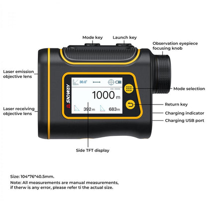 SNDWAY Rangefinder Instrument Outdoor Telescope Golf Measuring Instrument, Model: SW1000B 1000m - Laser Rangefinder by SNDWAY | Online Shopping UK | buy2fix