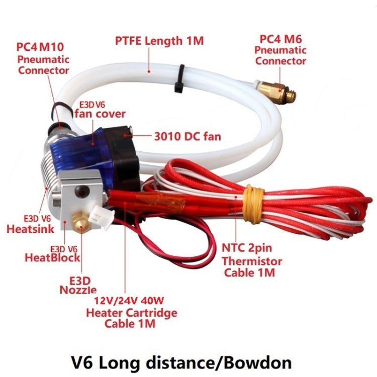 3D V6 Printer Extrusion Head Printer J-Head Hotend With Single Cooling Fan, Specification: Remotely 1.75 / 0.2mm - Consumer Electronics by buy2fix | Online Shopping UK | buy2fix