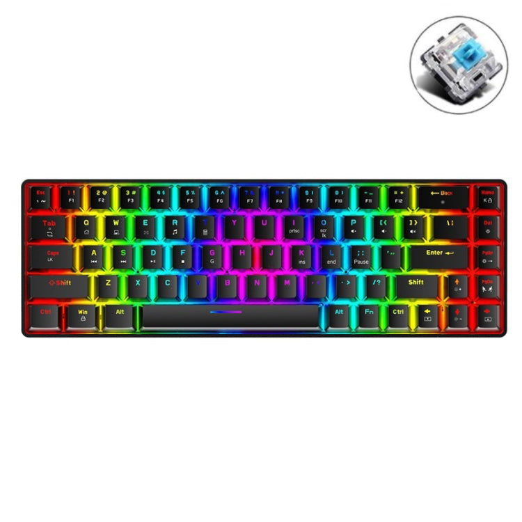 T8 68 Keys Mechanical Gaming Keyboard RGB Backlit Wired Keyboard, Cable Length:1.6m(Black Green Shaft) - Wired Keyboard by buy2fix | Online Shopping UK | buy2fix