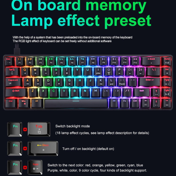 T8 68 Keys Mechanical Gaming Keyboard RGB Backlit Wired Keyboard, Cable Length:1.6m(Pink Green Shaft) - Wired Keyboard by buy2fix | Online Shopping UK | buy2fix