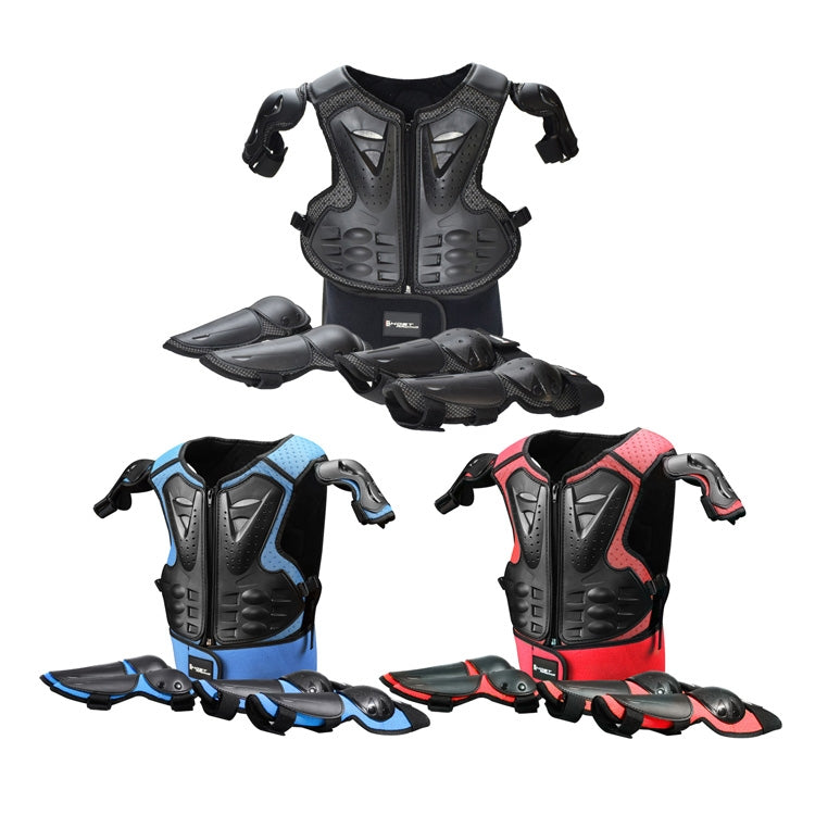 GHOST RACING Motorcycle Protective Gear Children Safety Riding Sport Vest + Knee Pads + Elbow Pads Protective Suit(Blue) - In Car by GHOST RACING | Online Shopping UK | buy2fix