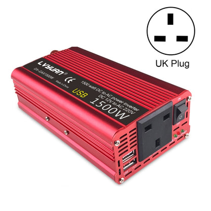 LVYUAN Car Inverter Dual USB Power Converter, Specification: 12V to 220V 1500W UK Plug - In Car by LVYUAN | Online Shopping UK | buy2fix