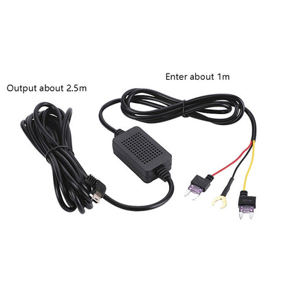 H516 Recording Step-down Line Shrinkage Video Car Charger Line Parking Monitoring Three-Core Power Cord, Model: With Fuse(Mini Left Elbow) - In Car by buy2fix | Online Shopping UK | buy2fix