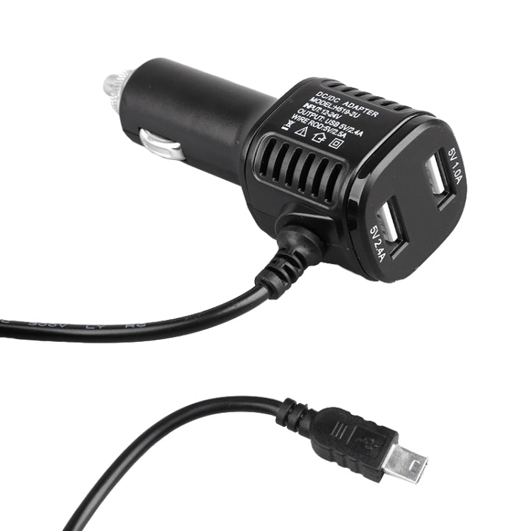 H519 Car Charger Driving Recorder Power Cord Dual USB With Display Charging Line, Specification: Mini Right Elbow - In Car by buy2fix | Online Shopping UK | buy2fix