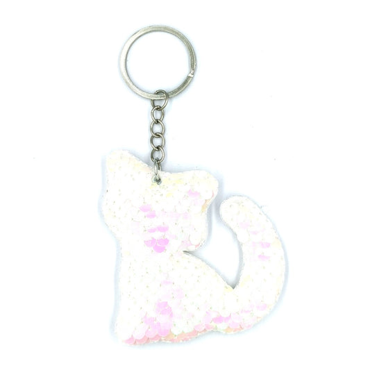 10 PCS PET Sequins Reflective Cat Keychain Bag Car Pendant, Colour: White Colorful - In Car by buy2fix | Online Shopping UK | buy2fix