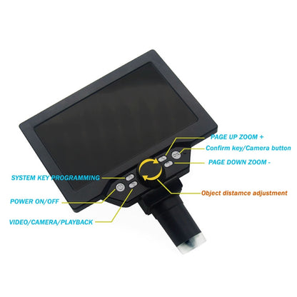 G1200D 7 Inch LCD Screen 1200X Portable Electronic Digital Desktop Stand Microscope(US Plug With Battery) - Consumer Electronics by buy2fix | Online Shopping UK | buy2fix