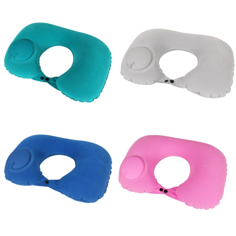 Travel Inflatable Press U-Shaped Neck Guard Pillow, Colour: Flocked U009-04（Medium Blue） - Home & Garden by buy2fix | Online Shopping UK | buy2fix