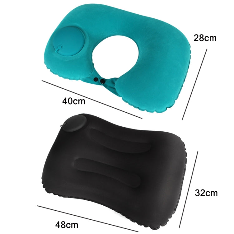 Travel Inflatable Press U-Shaped Neck Guard Pillow, Colour: Flocked U018-03（Peacock Green） - Home & Garden by buy2fix | Online Shopping UK | buy2fix