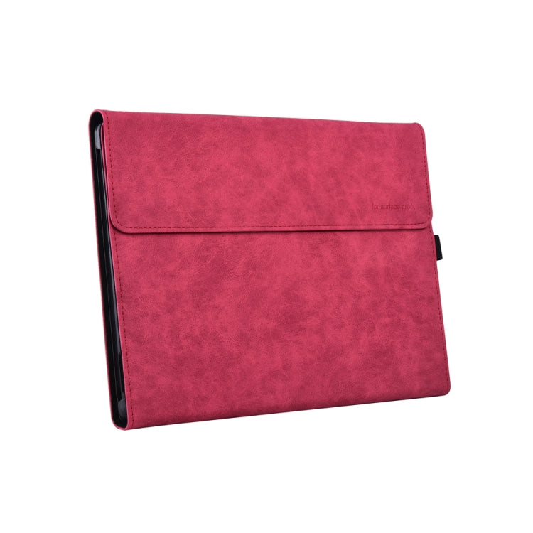 13 inch Leather Tablet Protective Case For Microsoft Surface Pro X, Color: Rose Red + Power Bag - 13.3 inch by buy2fix | Online Shopping UK | buy2fix