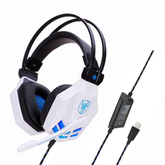 Soyto SY850MV Luminous Gaming Computer Headset For USB (White Blue) - Multimedia Headset by Soyto | Online Shopping UK | buy2fix