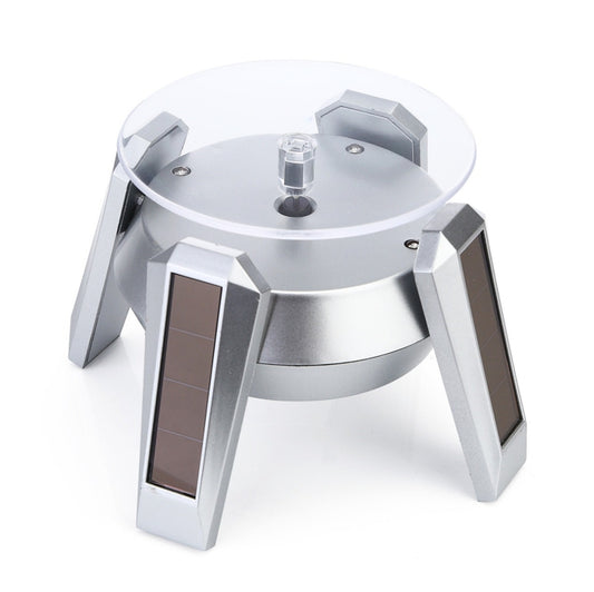 High-Footed UFO Solar 9cm 360 Rotating Display Stand Props Turntable(Silver Blue Light) - Camera Accessories by buy2fix | Online Shopping UK | buy2fix