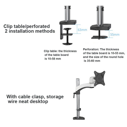 Gibbon Mounts FE112 Aluminum Alloy Lifting and Rotating LCD Computer Monitor Bracket(Perforation) - Computer & Networking by buy2fix | Online Shopping UK | buy2fix