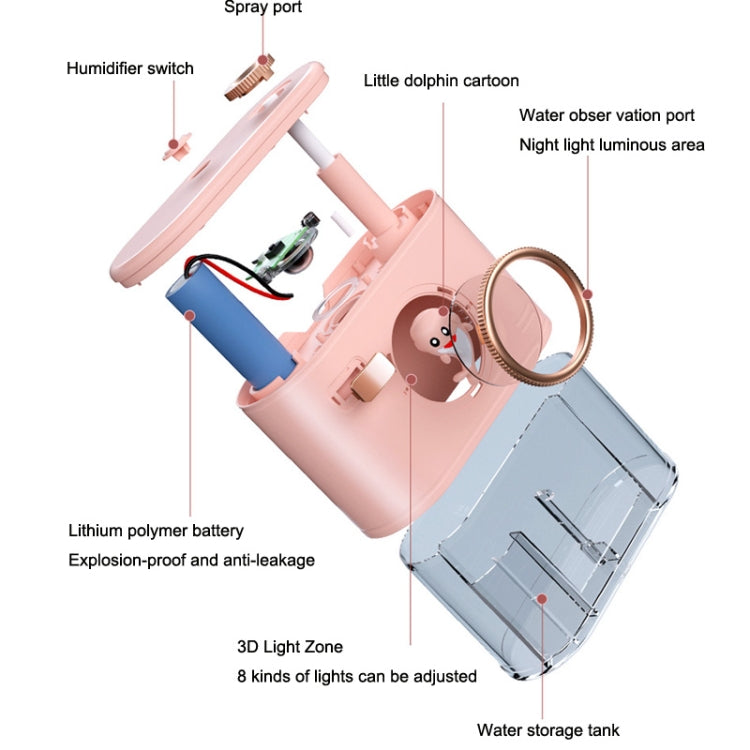 Q30 Desktop Mini Hydrating USB Dolphin Humidifier, Style: Battery Version (Snow White) - Home & Garden by buy2fix | Online Shopping UK | buy2fix