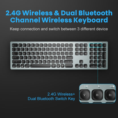 K9500 110 Keys 2.4G+Bluetooth Dual Mode Mute Office Wireless Keyboard(Silver White) - Wireless Mice by buy2fix | Online Shopping UK | buy2fix