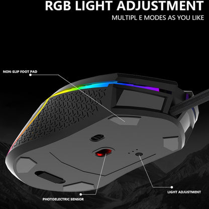 LEAVEN S50 6Keys Macro Definition Programmable RGB Lighted Gaming Wired Mouse, Cable Length: 1.5m(White) - Wired Mice by LEAVEN | Online Shopping UK | buy2fix