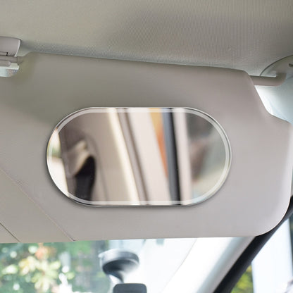 2 PCS Sun Visor High-definition Mirror Stainless Steel Makeup Mirror Oval Small - In Car by buy2fix | Online Shopping UK | buy2fix