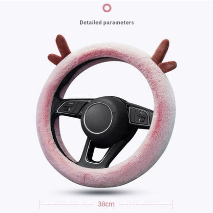 Antler Thick Plush Steering Wheel Cover, Style: D Type (White) - In Car by buy2fix | Online Shopping UK | buy2fix