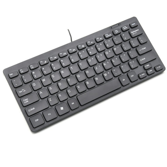 K1000 87 Keys Thin Wire Small Keyboard Multimedia Mini Keyboard(Black) - Wired Keyboard by buy2fix | Online Shopping UK | buy2fix