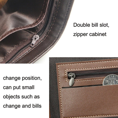 Menbense Hot Stamping Hinge Short Matte Multi-Card Large Capacity Male Wallet(D3301-4 Light Brown) - Wallets by MenBense | Online Shopping UK | buy2fix