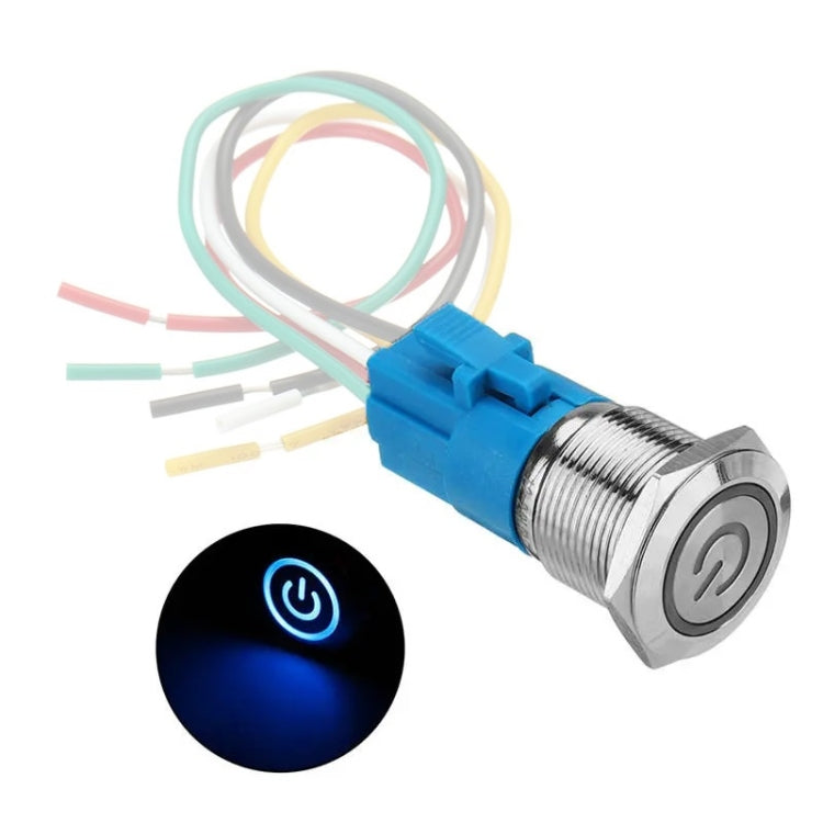 2 PCS 19mm Car Modified Metal Waterproof Button Flat Switch With Light, Color: Reset  Blue Light - In Car by buy2fix | Online Shopping UK | buy2fix