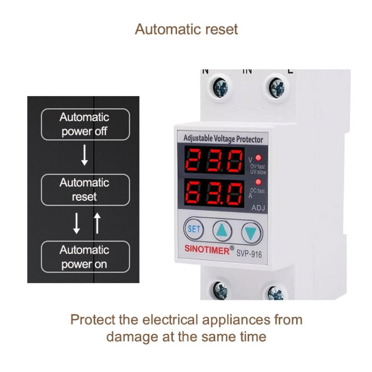 SINOTIMER SVP-916 Adjustable Self-resetting Over-voltage Under-voltage Protector, Current: 40A - Other Tester Tool by SINOTIMER | Online Shopping UK | buy2fix