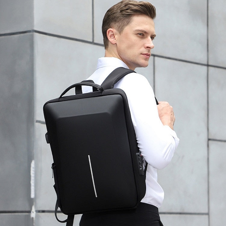 Hard Shell Backpack Alloy Frame Anti-Theft Computer Bag For Men, Color: 8001 Black - Backpack by buy2fix | Online Shopping UK | buy2fix