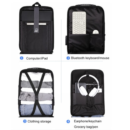 Hard Shell Backpack Alloy Frame Anti-Theft Computer Bag For Men, Color: 8001 Gray - Backpack by buy2fix | Online Shopping UK | buy2fix