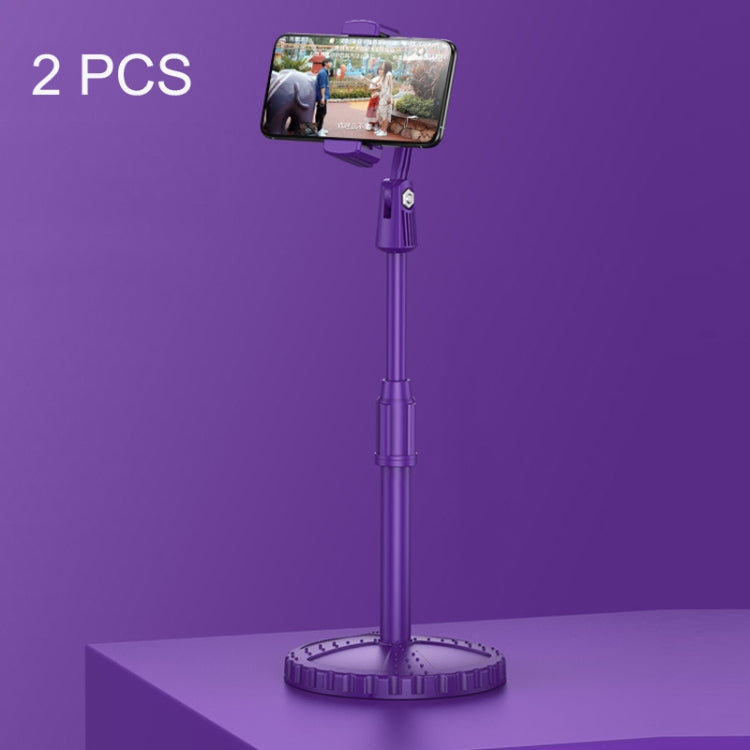 2 PCS Multifunctional Live Telescopic Mobile Phone Desktop Bracket(Noble Purple) - Consumer Electronics by buy2fix | Online Shopping UK | buy2fix