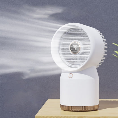 Spray Humidified LED Digital Display Office Home Fan, Style: 3600mAh Rechargeable(White) - Consumer Electronics by buy2fix | Online Shopping UK | buy2fix